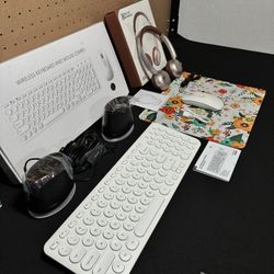 NEW Computer Bundle - Wireless Keyboard & Mouse, Headphones, Speakers, & Mouse Pad