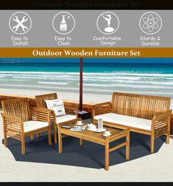 Outdoor Wooden Patio Furniture Set