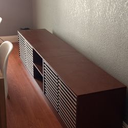 Mid-Century Modern TV Stand / Media Console – 78.7” | Walnut Brown | Like New