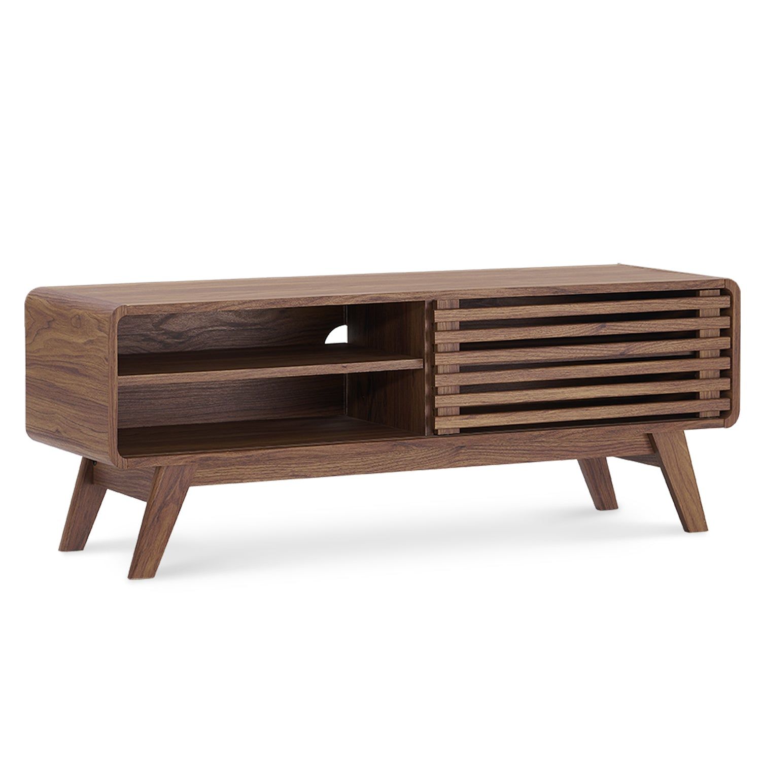 mopio Ensley TV Stand, Mid Century Modern, Farmhouse TV Stand, Entertainment Center (Walnut, 46")