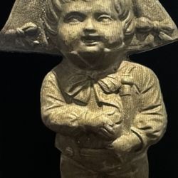 Antique Clock Topper Little Girl Statue Figurine 8.25 in. H x 2.5 in. W Base