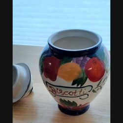 Biscotti Ceramic Jar, Hand painted for Nonnis,