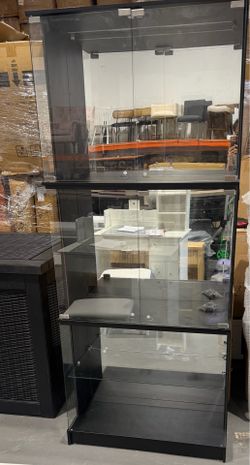 New- 71" Tall Glass Display Cabinet - with LED Lights & Human Sensor(71”x 30”x14”) missing glasses