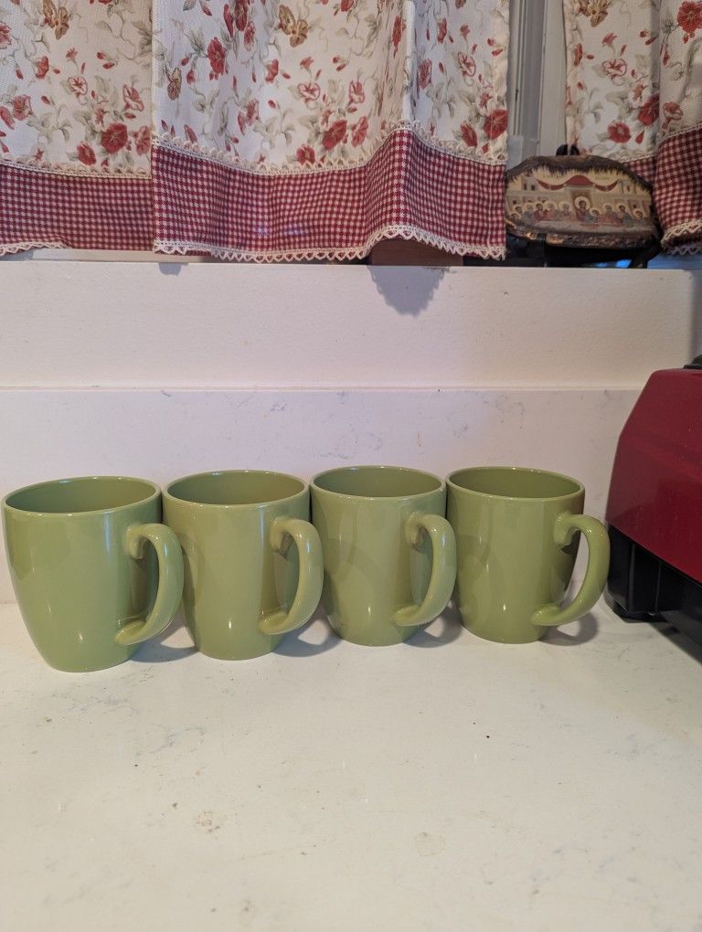 4 CORELLE Coffee Cups 4 In.High