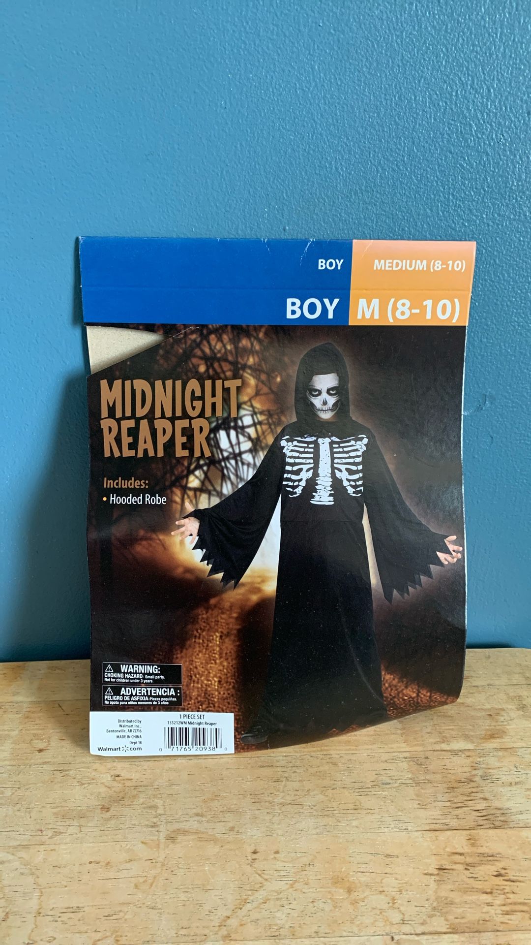 HALLOWEEN SKELETON GRIM REAPER KIDS SIZE MEDIUM 8-10 AND LARGE 10-12 COSTUME