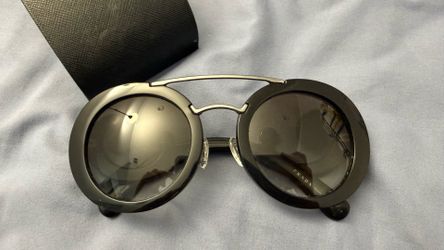 Prada Black Round Sunglasses with Silver Bridge