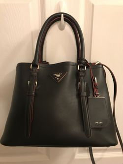 NEW Authentic RARE PRADA Black and Red Inside and Piping—STUNNING
