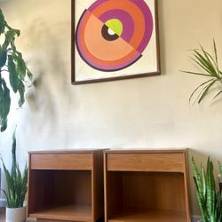Lovely Matching Mid Century Modern Teak Nightstands