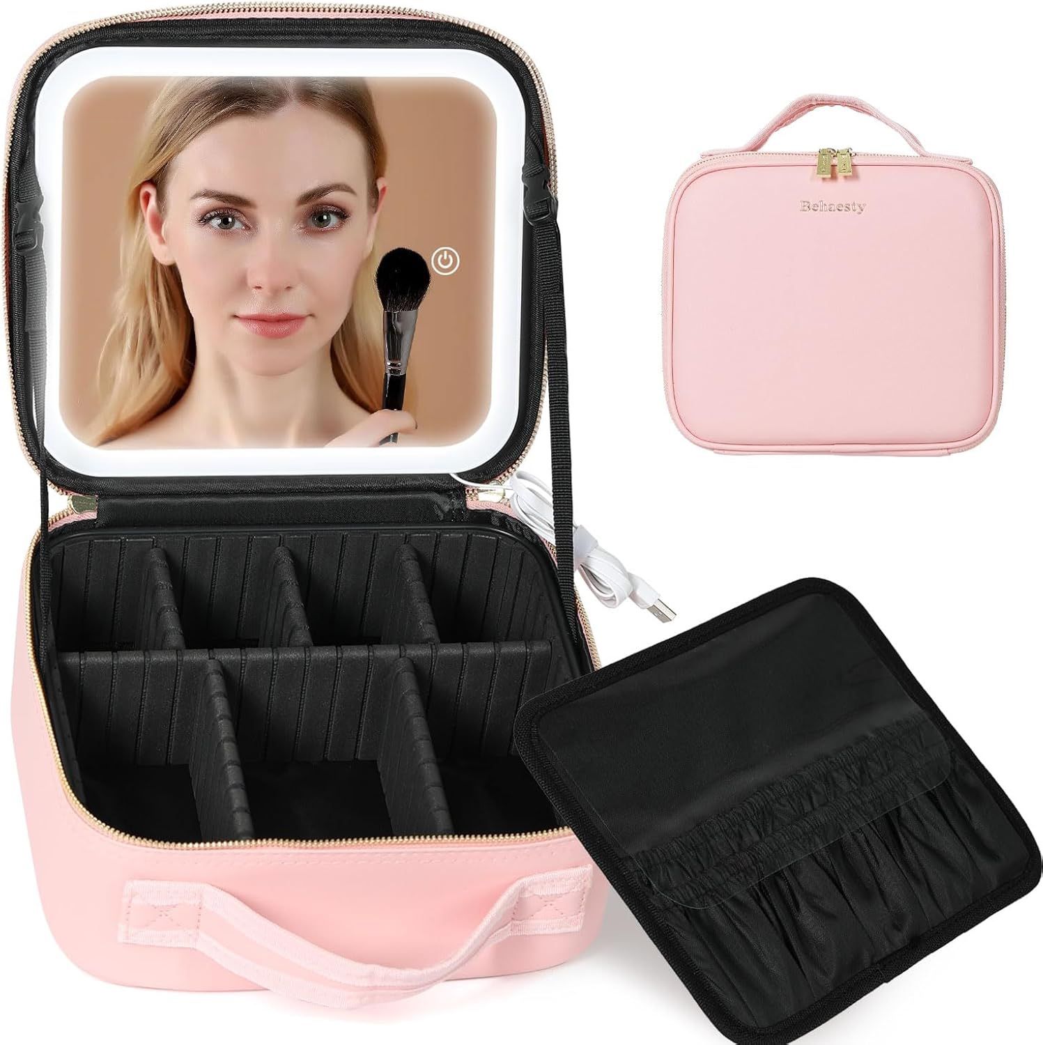 🔥Travel makeup bag With LED Mirror