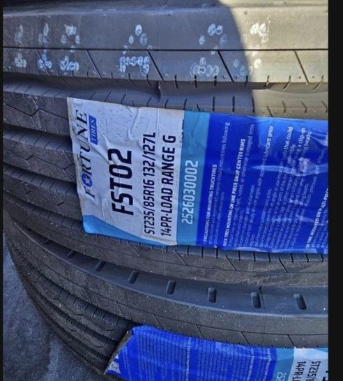 4 New ST 235-85-16 Fortune Load G 14 ply 110psi 4480 lb Trailer Tires ST235/85 R16 Inch Tire FREE Same Day Delivery Most Inland Empire Locations