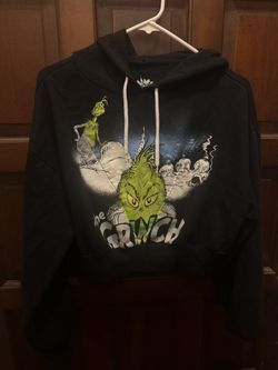 Juniors Grinch Cropped Sweater Size L