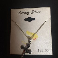 Sterling Silver Necklace With Cross Charm