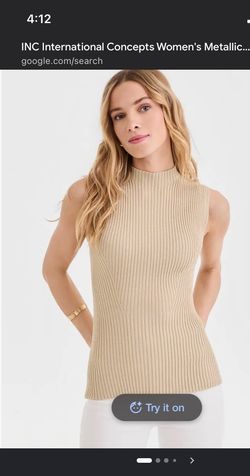 INC International Concepts Metallic Ribbed Tank Top