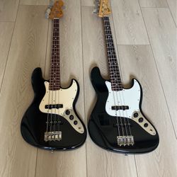 Vintage Fender Japan JB62 Jazz Basses Black. 