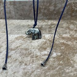 Lucky Elephant- Navy Blue Leather Cord