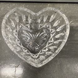 Crystal Heart Candy Dish Bowl