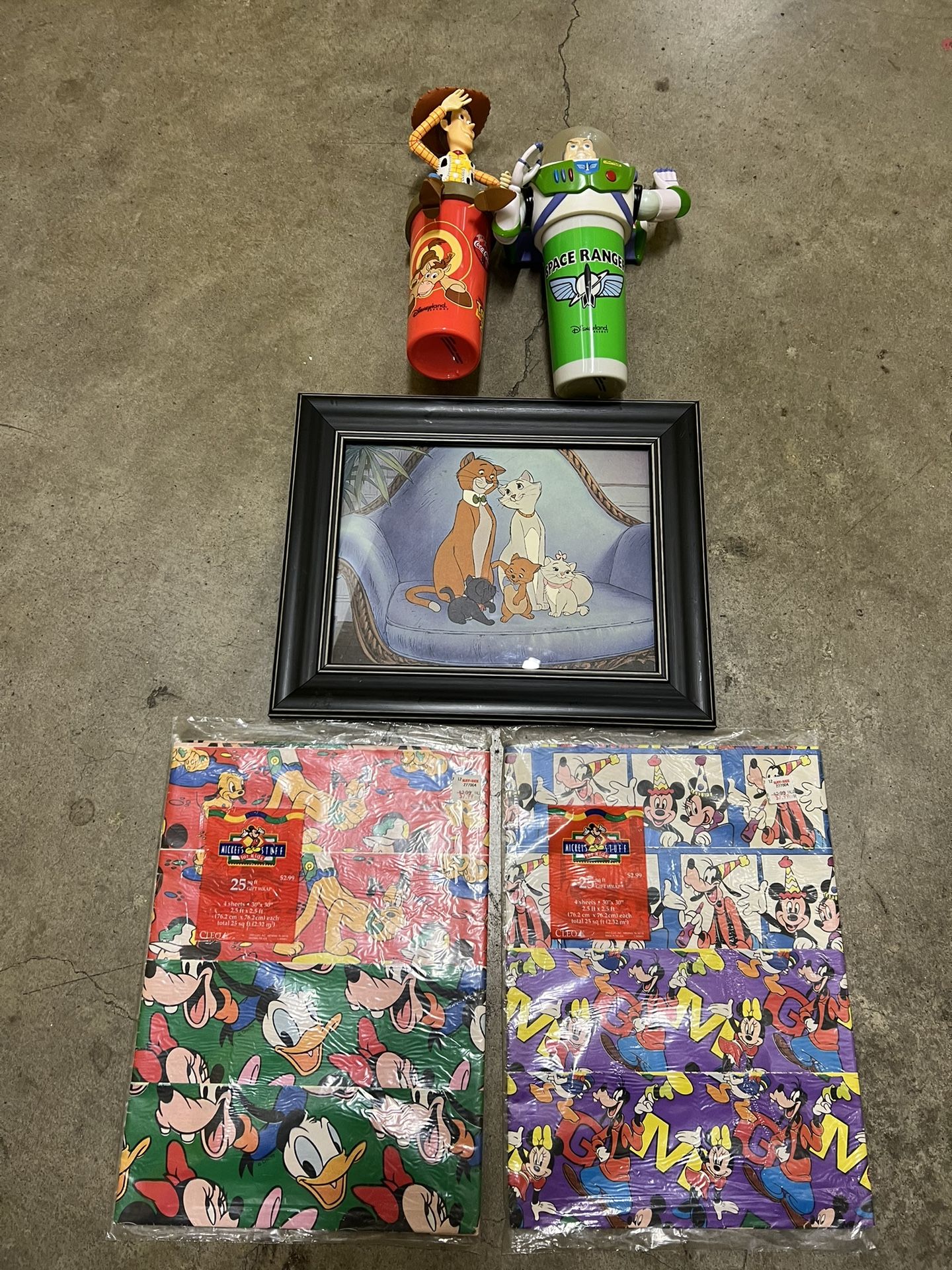 Disney Collectible Lot: Includes Vintage Wrapping Paper & Picture