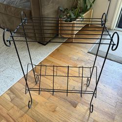 Vintage Metal Record Stand, Black Metal