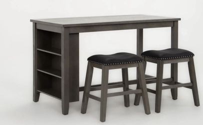 Grey Counter Height Dining With Shelves & 2 Stools $390 OBO