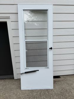 White Aluminum Storm/Screen Door – Approx. 31” x 79” – Great Condition