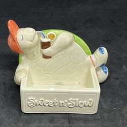 Fitz & Floyd Turtle Sipping Tea "Sweet n' Slow" Sweetener/Sugar Packet Holder   Add a touch of whimsy to your tea time with this Fitz & Floyd Turtle S