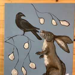 Crow And Rabbit Original Painting 