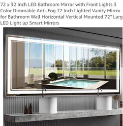 72x32 LED anti fog bathroom mirror
