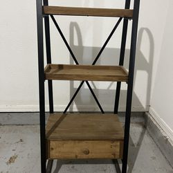 Metal Black And Wood Three Tier Shelf 