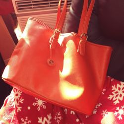 Purse Orange Seems Like Leather