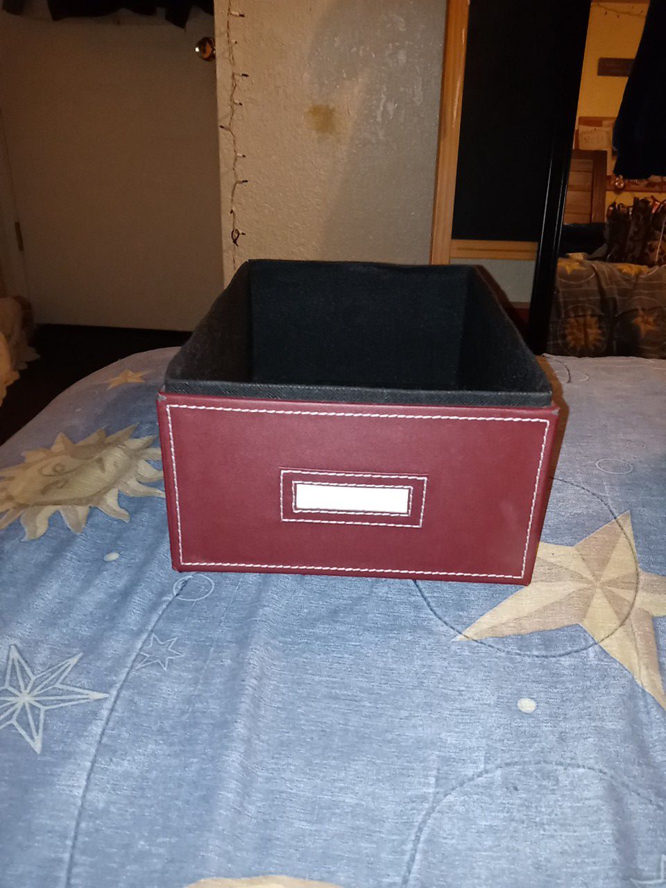 Real Leather/labels Storage Container