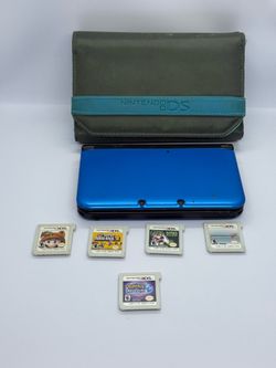 Nintendo 3DS XL Blue/Black Bundle Tested+ 5 Games Charger & Carrying Case
