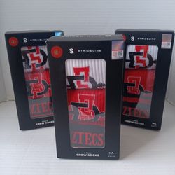 SDSU Aztecs Men's Strideline 3 Pack Crew Socks - San Diego State University Aztecs