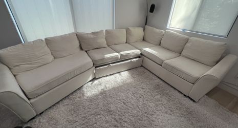 large white/beige L sectional couch sofa