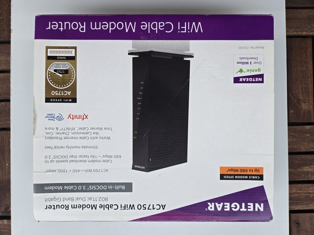 Netgear AC1750 WiFi DOCSIS 3.0 Cable Modem Router Combo (C6300)
