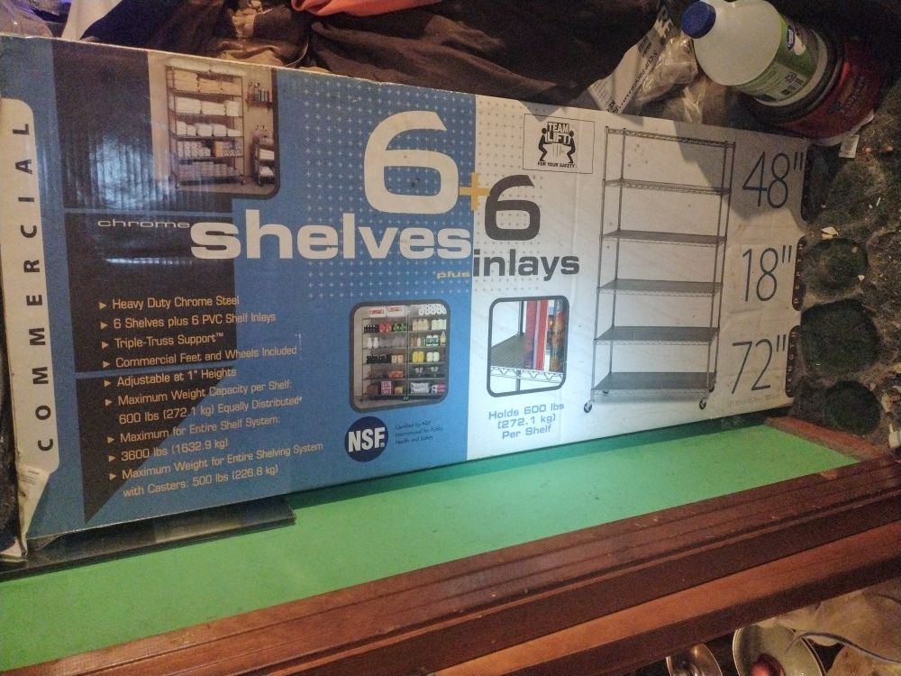 SHELVING UNIT: 72" High, 48" Wide, 18" Deep