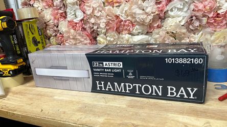 Hampton Bay Astrid 23 in. 1-Light Brushed Nickel LED 5CCT Vanity Light with Frosted Glass and Sensor Operated Night Light