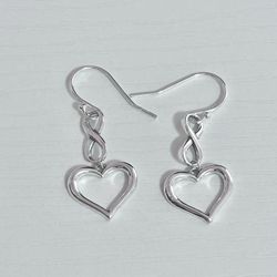 Infinity Heart Dangling  Silver Earrings