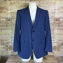 John Varvatos Size 46L/39L Bedford Mens Blazer Jacket Suit Blue Made in USA