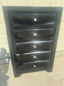 Black Tall 5Drawer Chest Dresser H49xL31xW16
