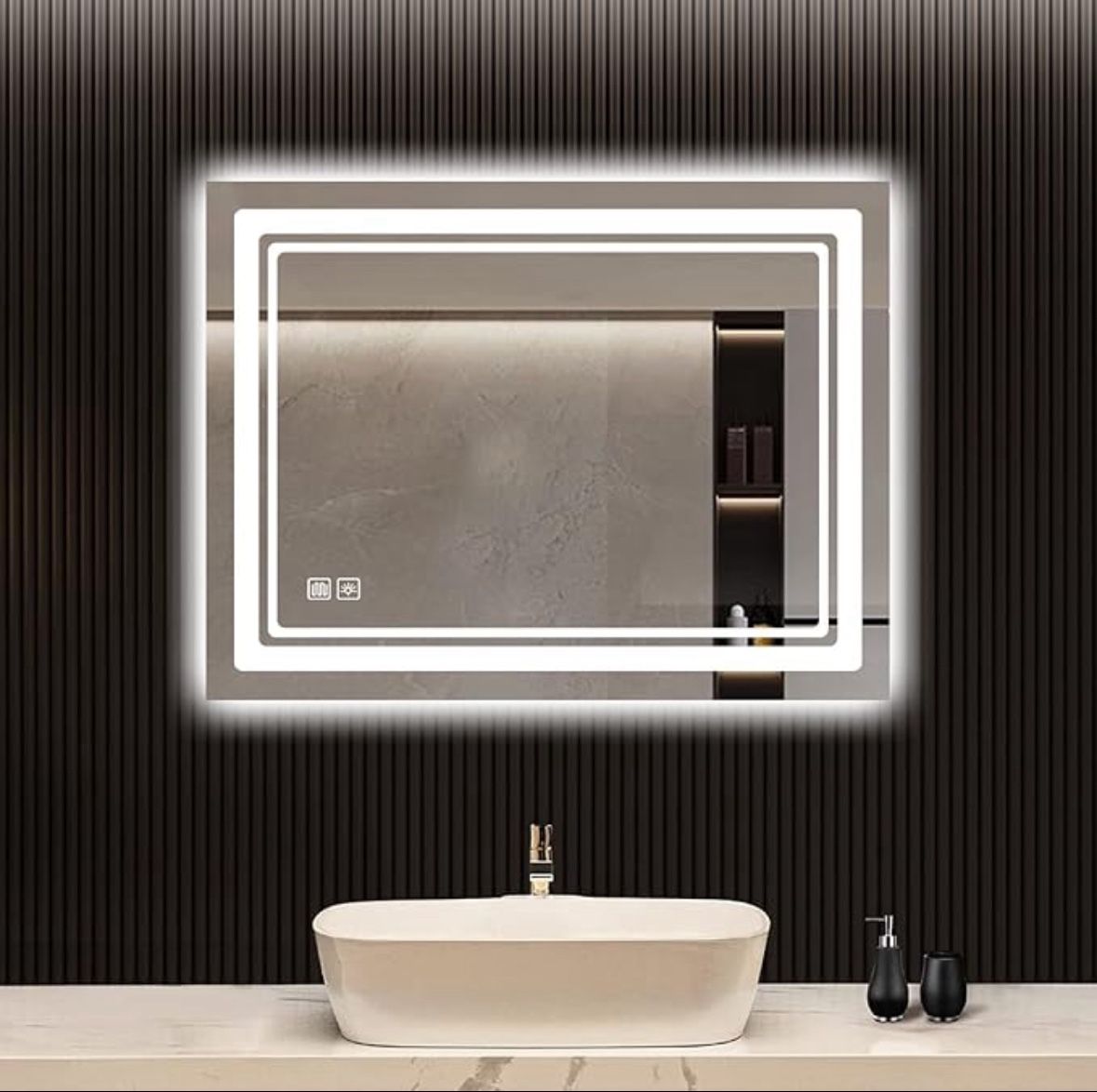 LED Bathroom Mirror - 24 x 32 Inches Vanity Mirror with Lights - Stepless Dimmable, Anti-Fog, Waterproof Wall Mounted Lighted Makeup Mirror – Long Las