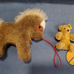 Steiff Horse And Bear From Germany Lot/Sold Separately (Read Description) 