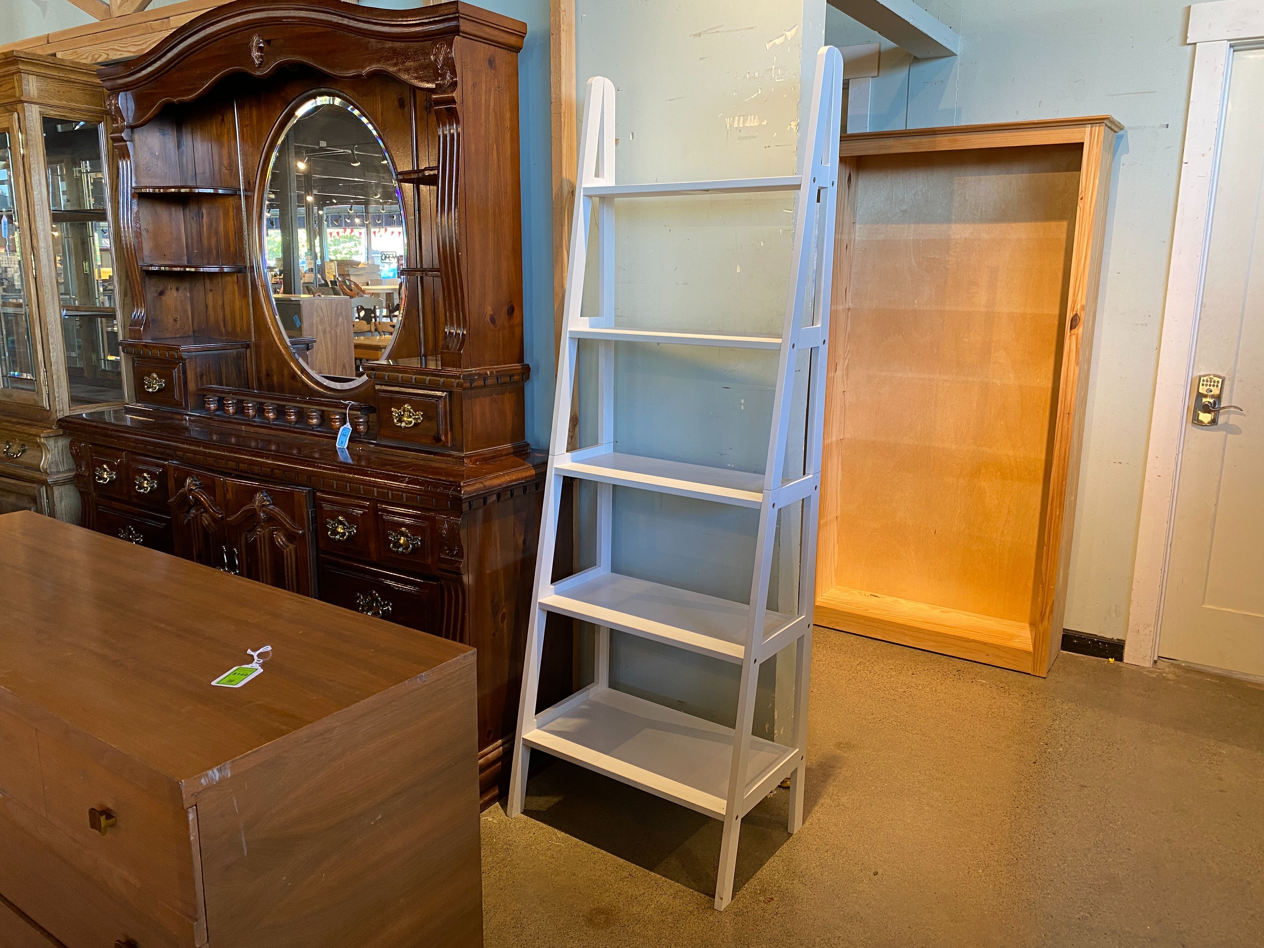 White Stepback Ladder Shelf