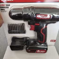 Cordless Drill Hyper Tough 8V Max 3/8 Inch Chuck, Non-removable 1.5Ah Battery with Charger, Bit Holder And LED Lights. NEW.

-3/8" keyless chuck allow