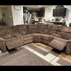 Brand New Super Comfy Plush Corduroy Reclining Sectional Sofa 