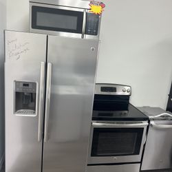 Combo G.E kitchen package 4 pics stainless steel with New Microwave with warranty delivery Available 
