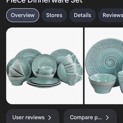 Elama Malibu Waves 16 Piece Dinnerware Set 