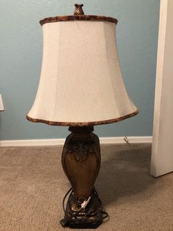 Brown lamp with cream lamp shade