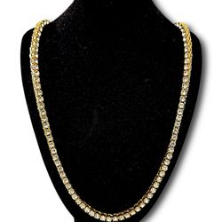 30” 5mm 18K Gold-Plated Tennis Chain CZ Gemstones | Copper Base | Fold-Over Snap Clasp | Brand New w/ Box & Cleaning Cloth