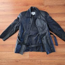 Women's Oscar Piel Black Buttoned Leather Jacket Size Small
