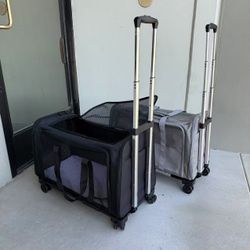 New In Box $30 Each 25x14x14 Inch Bag Size Pet Dog Cat Carrying Luggage Travel Carrier Stroller With Detachable Push Cart 